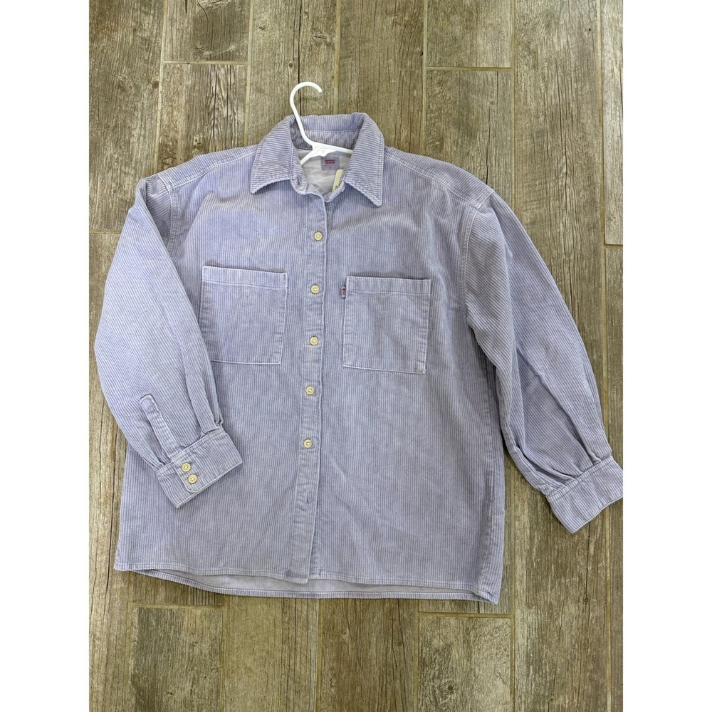 Levi's NWT Fresh Corduroy Shirt Women Medium Purple NEW Oversized 70s Button Up